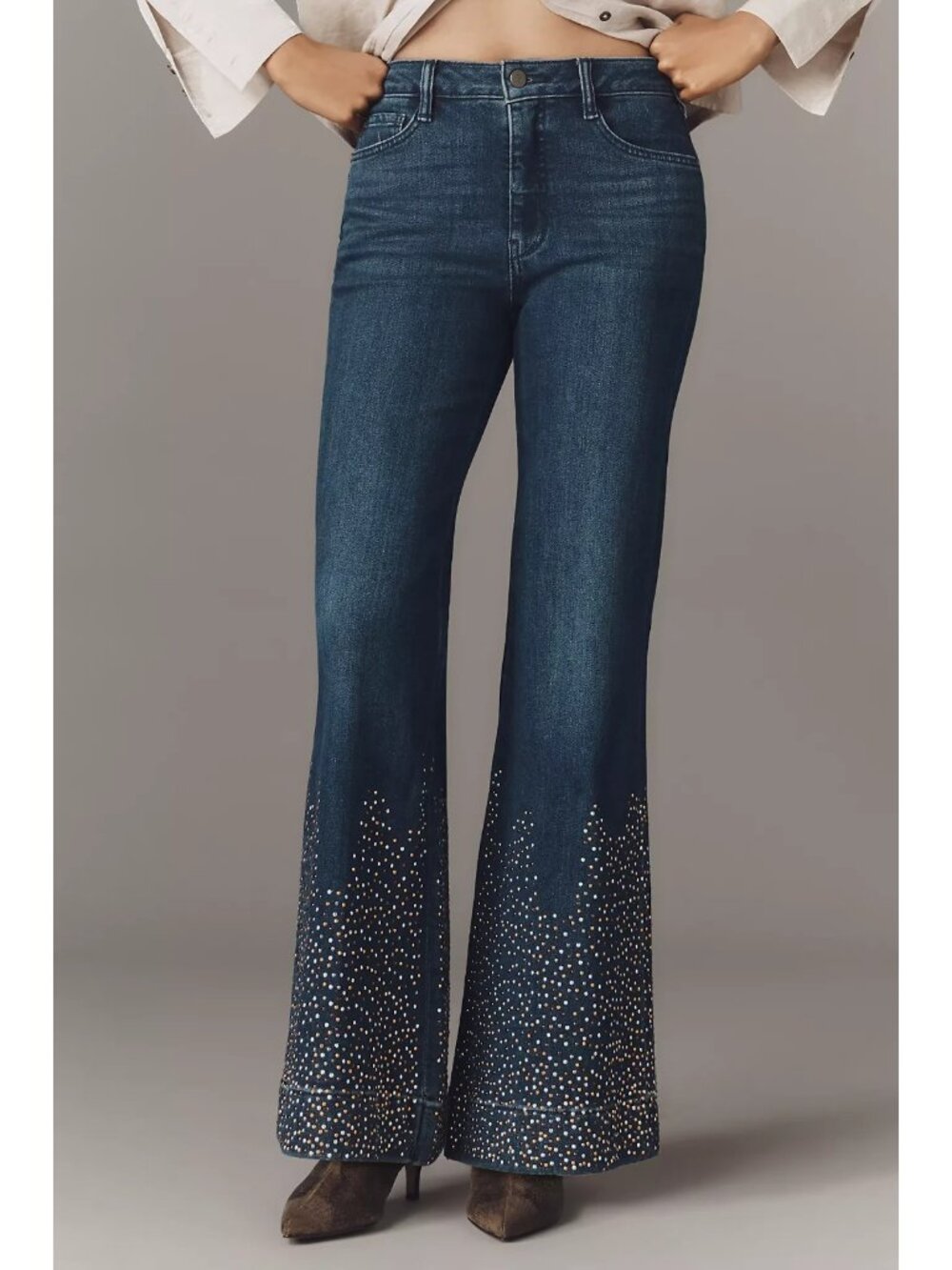 Anthropologie Pilcro Retro Studded Low-Rise Flare Jeans Western Boho 28